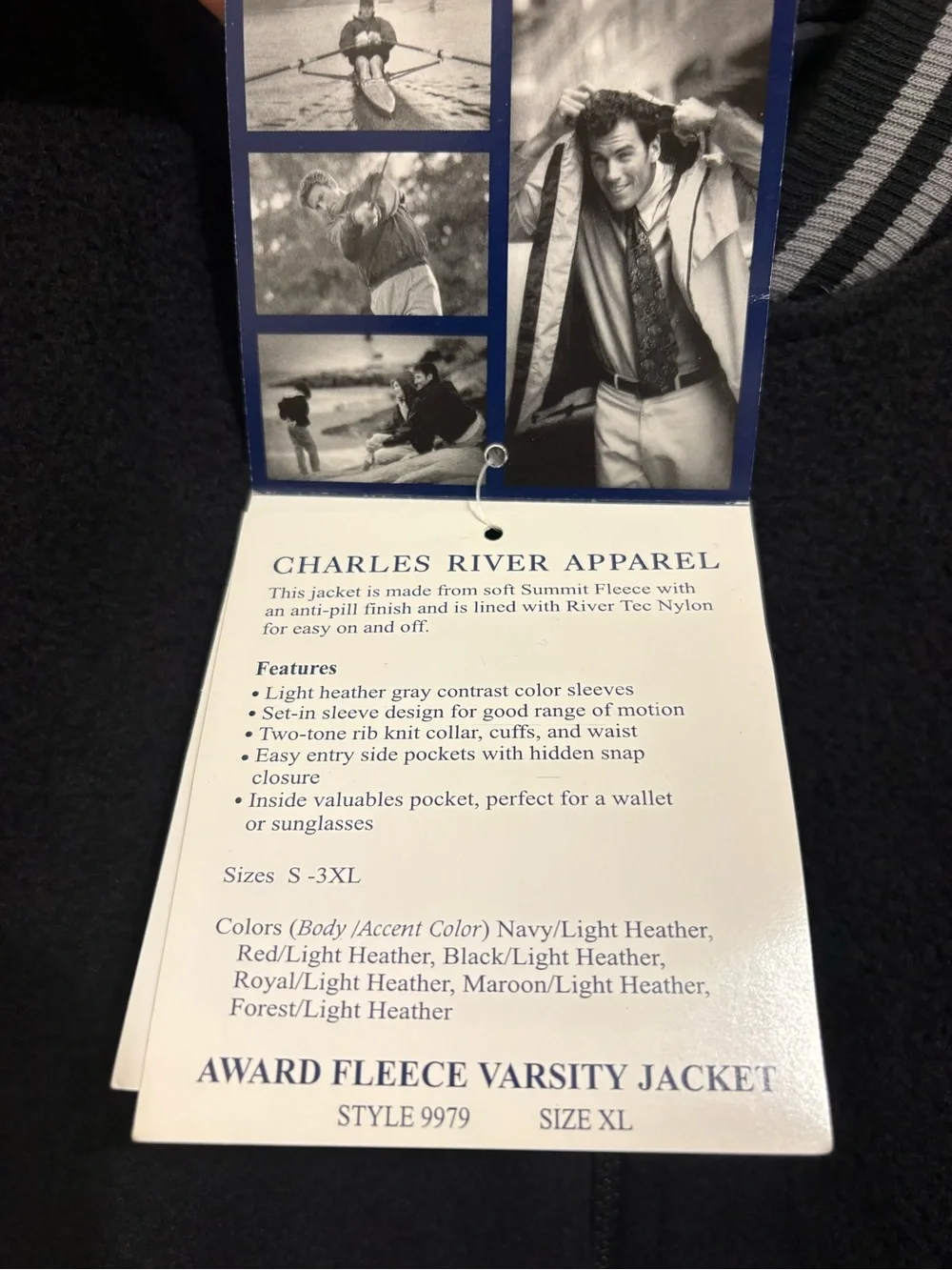Charles River Apparel “Victory Starts Here” Black Fleece Varsity Jacket